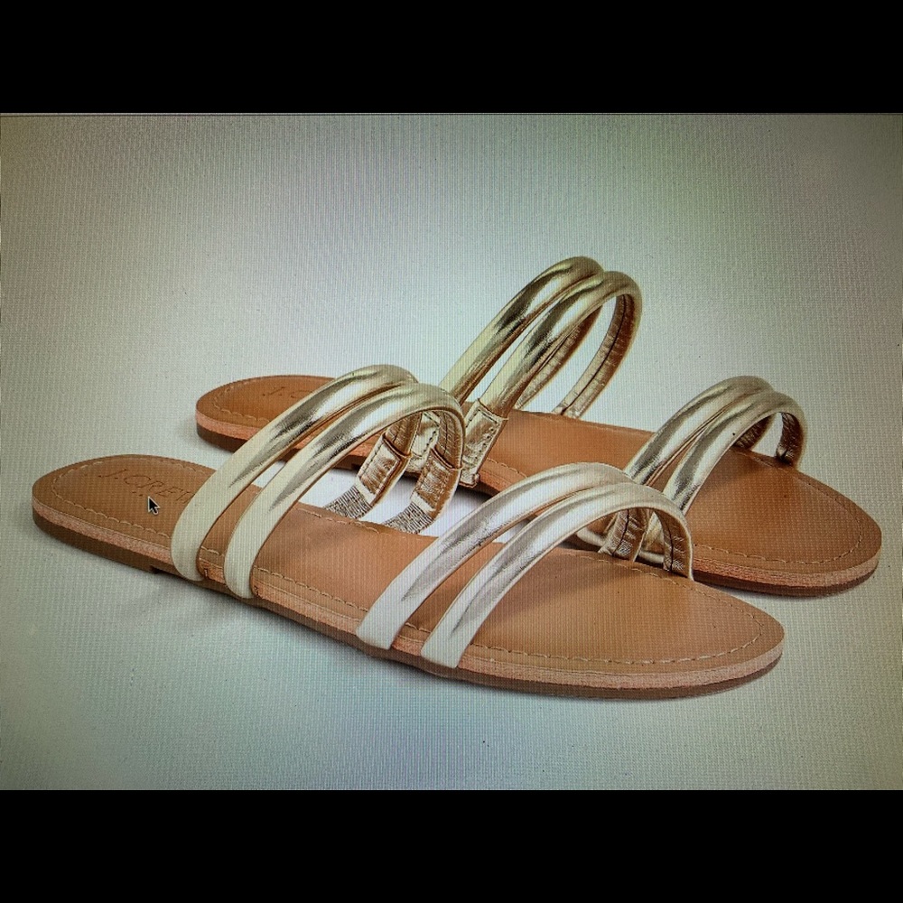 J Crew Factory Gold Seaside Slide Sandals-NWT!